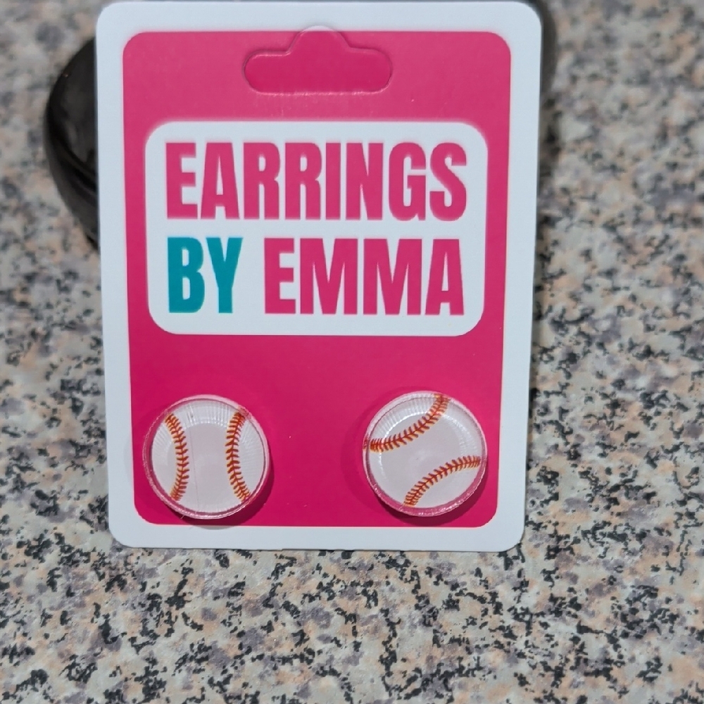 Baseball Earrings - White and Red